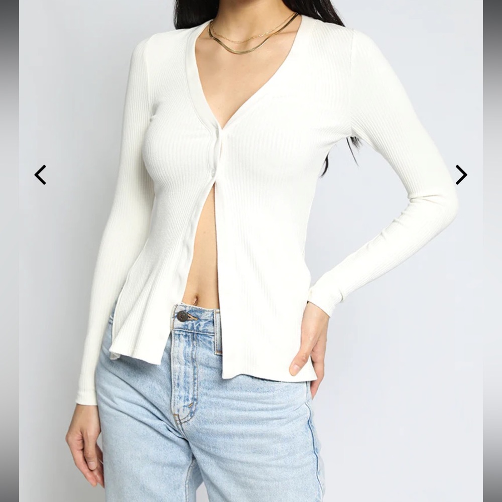 The Range Alloy Button Front Long Sleeve Rib Top - image 3